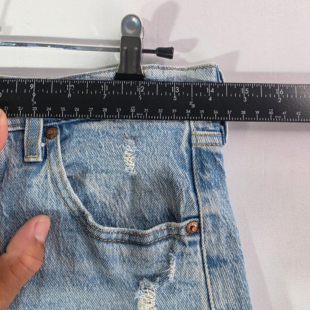 Levis Ribcage BIG E Straight Ankle Jeans Light Wash Distressed High Rise 27x26 - Picture 3 of 14